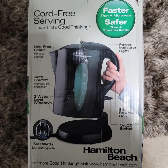 Hamilton Beach Cordless Black Kettle Liter